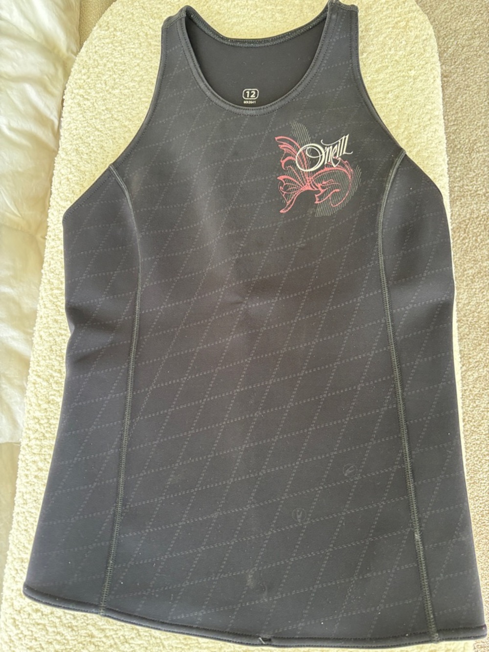 O'Neill Black Neoprene Tank with Pink Fish Motif